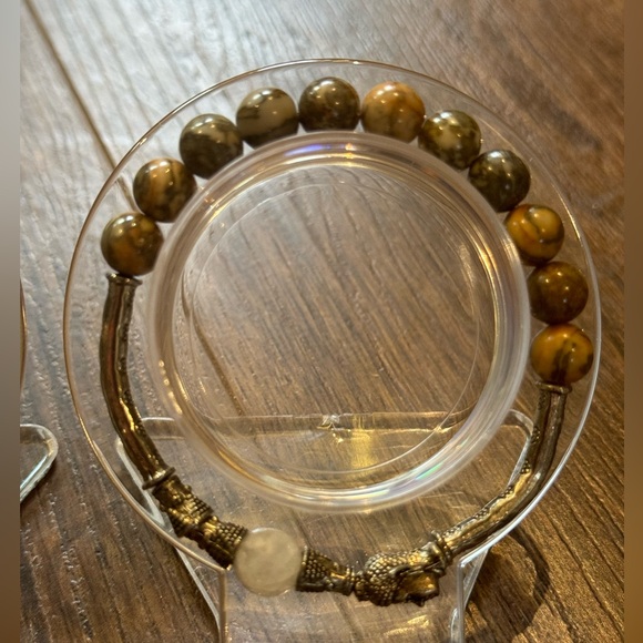 4 bracelets new handcrafted silver bangles moonstone agate glow-in-dark jasper - Picture 4 of 11